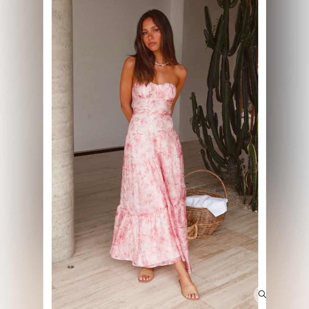 Fortunate One Essence Strapless Maxi Dress Pink